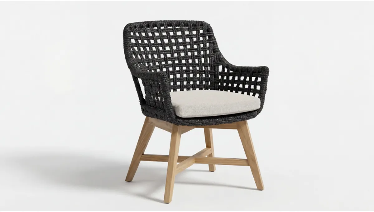 Pablo Masa Takımı Teak Rattan Antrasit